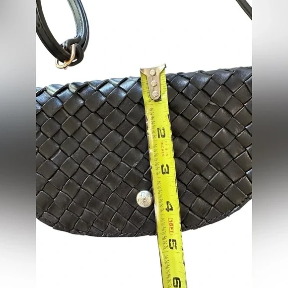 Patricia Nash Black Leather Woven Belt Bag (Missing Belt) Woven Crossbody Bag - Picture 7 of 11